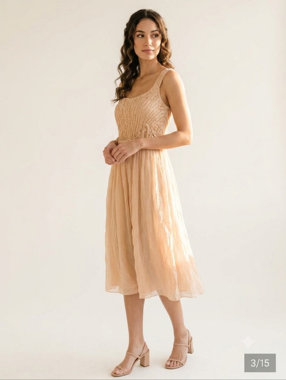 Beaded Midi Grecian Dress XS
